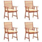 vidaXL Outdoor Dining Chairs 4 pcs with Cushions Solid Acacia Wood