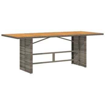 vidaXL Garden Table with Acacia Wood Top Grey 190x80x75 cm Poly Rattan