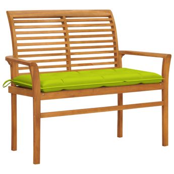 vidaXL Patio Bench with Bright Green Cushion 44.1" Solid Teak Wood