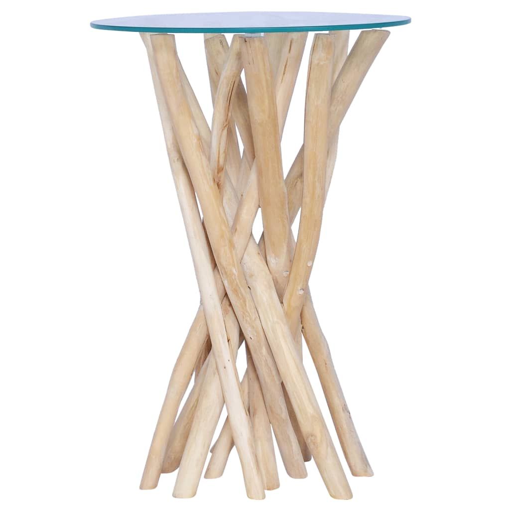 vidaXL Coffee Table with Glass Top 35x35x50 cm Solid Teak Wood