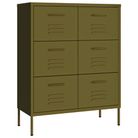 vidaXL Drawer Cabinet Olive Green 31.5"x13.8"x40" Steel