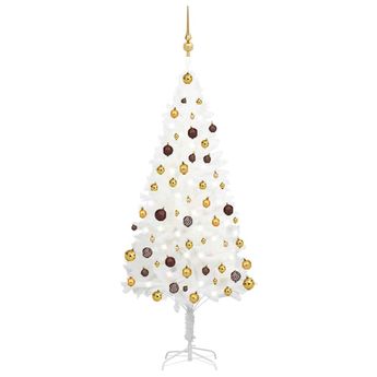 vidaXL Artificial Pre-lit Christmas Tree with Ball Set White 59.1"