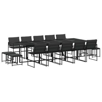 vidaXL 15 Piece Patio Dining Set with Cushions Black Textilene