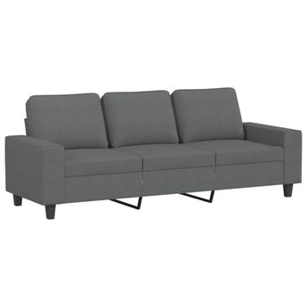vidaXL 3-Seater Sofa Dark Gray 70.9" Fabric