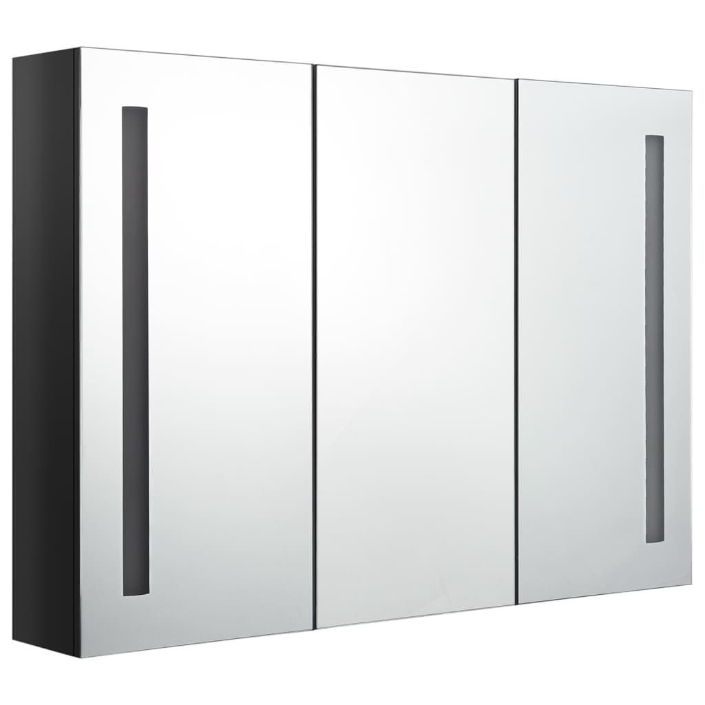 vidaXL LED Bathroom Mirror Cabinet 35"x5.5"x24.4" Shining Black