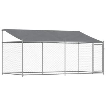 vidaXL Dog Cage with Roof and Door Gray 13.1'x6.6'x6.6' Galvanized Steel