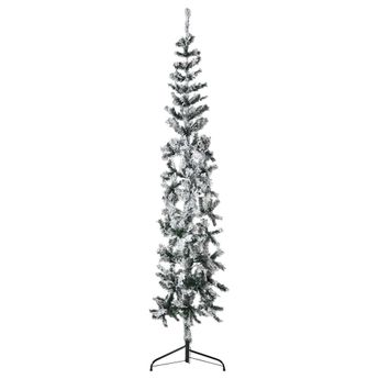 vidaXL Slim Artificial Half Christmas Tree with Flocked Snow 6 ft