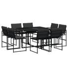 vidaXL 9 Piece Patio Dining Set with Cushions Black Textilene