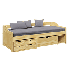 Bed with storage space, natural, solid, 90x200, MAXI NEW