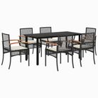 vidaXL 7 Piece Patio Dining Set with Cushions Black Poly Rattan