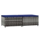 vidaXL Garden Footrests with Cushions 2 pcs Grey Poly Rattan