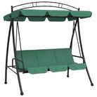 vidaXL Garden Swing Bench with Canopy Green 198 cm Fabric and Steel