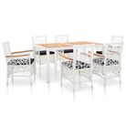 vidaXL 7 Piece Patio Dining Set Poly Rattan White