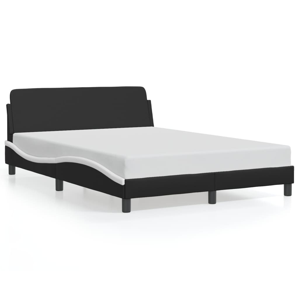 vidaXL Bed Frame "Dover" Black and White 53.9"x74.8" Faux Leather