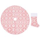 vidaXL Luxury Christmas Tree Skirt with Sock Pink 122 cm Fabric