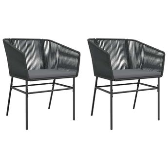 vidaXL Garden Chairs 2 pcs with Cushions Black Poly Rattan