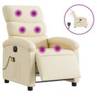 vidaXL Electric Massage Recliner Chair Cream Fabric
