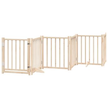 vidaXL Dog Gate with Door Foldable 6 Panels 118.1 " Solid Wood Fir