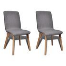 vidaXL Dining Chairs 2 pcs Dark Gray Fabric and Solid Oak Wood