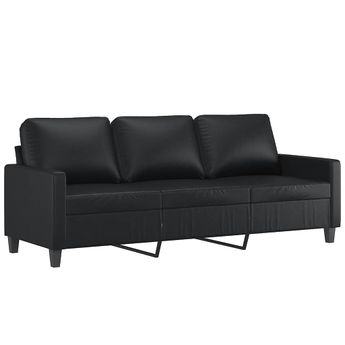 vidaXL 3-Seater Sofa Black 70.9" Faux Leather