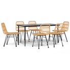 vidaXL 7 Piece Garden Dining Set Poly Rattan