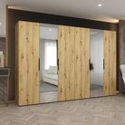 Šatní skříň 300 cm Mirabella 2 (dub artisan + černá)