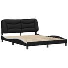 vidaXL Bed Frame without Mattress "Hvar" Black and White 59.8"x79.9" Faux Leather