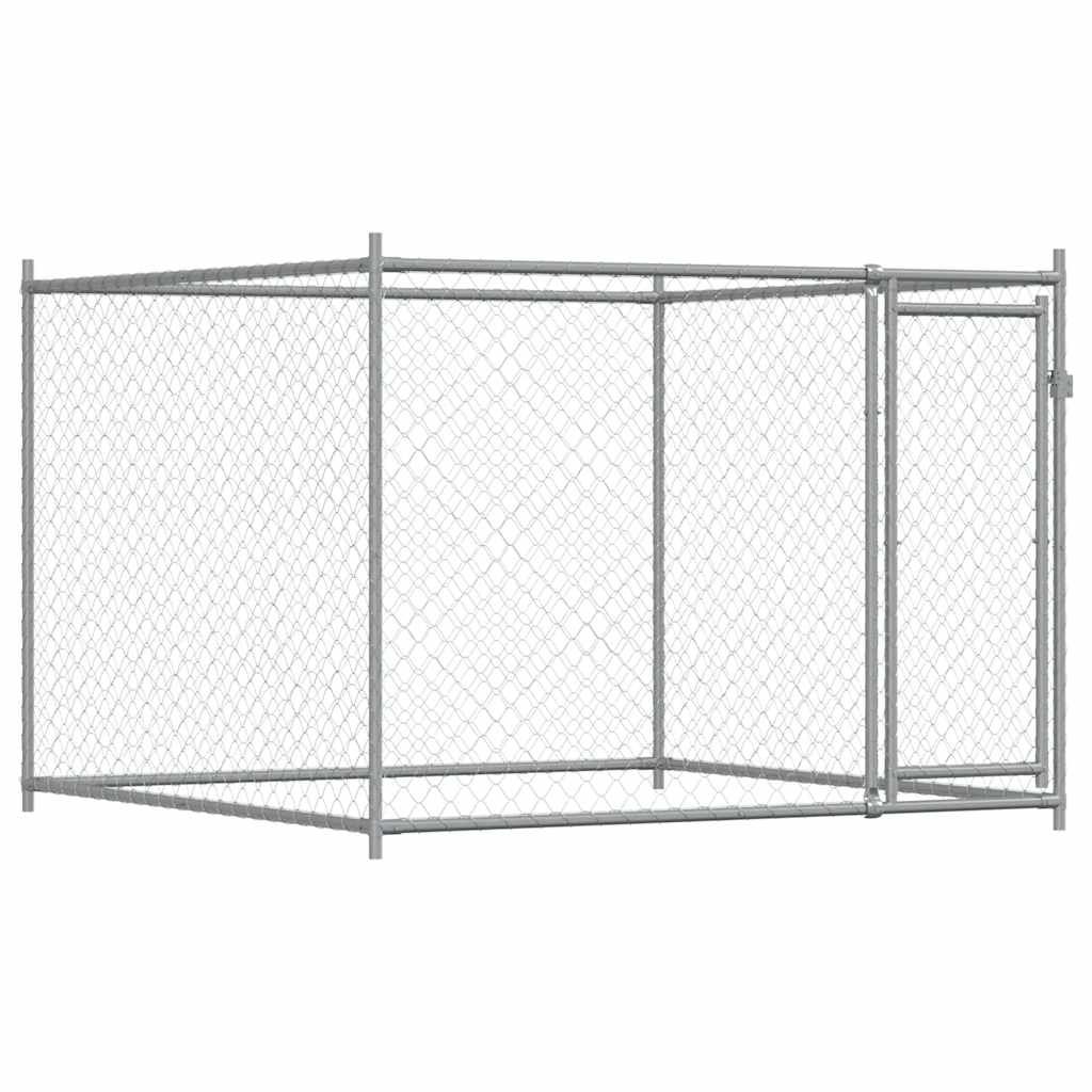 vidaXL Dog Cage with Door Gray 6.6'x6.6'x4.9' Galvanized Steel