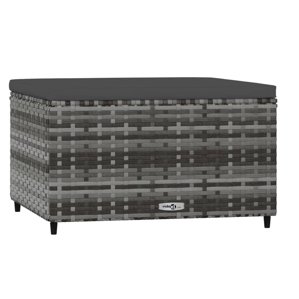 vidaXL Patio Footrest with Cushion Gray Poly Rattan
