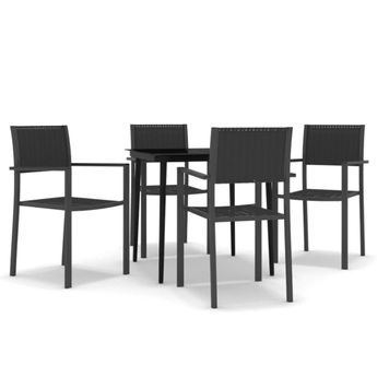 vidaXL 5 Piece Patio Dining Set Black