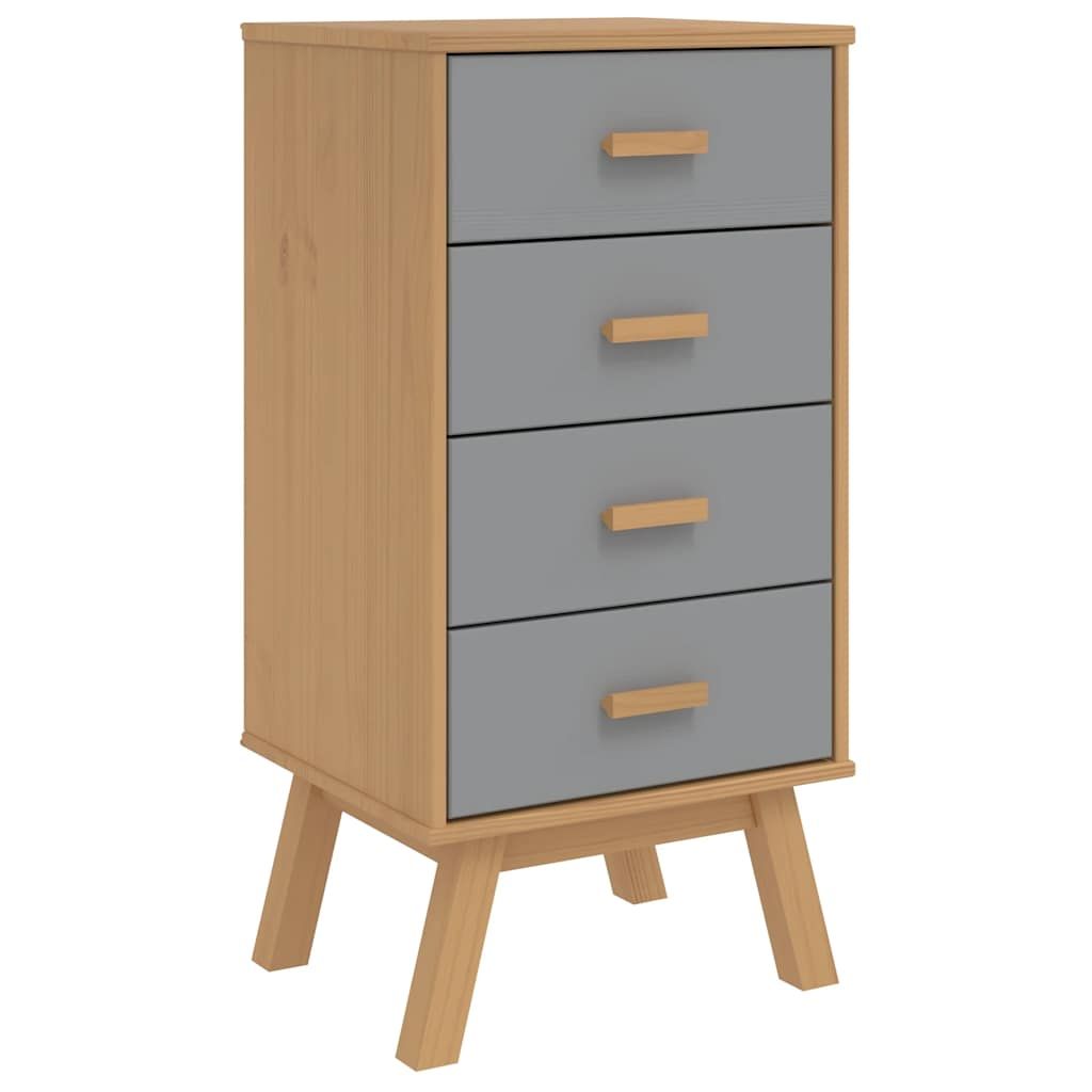 vidaXL Bedside Cabinet OLDEN Gray and Brown Solid Wood Pine