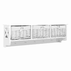 Hanging shelf with 3 baskets, white, RAFAELLO