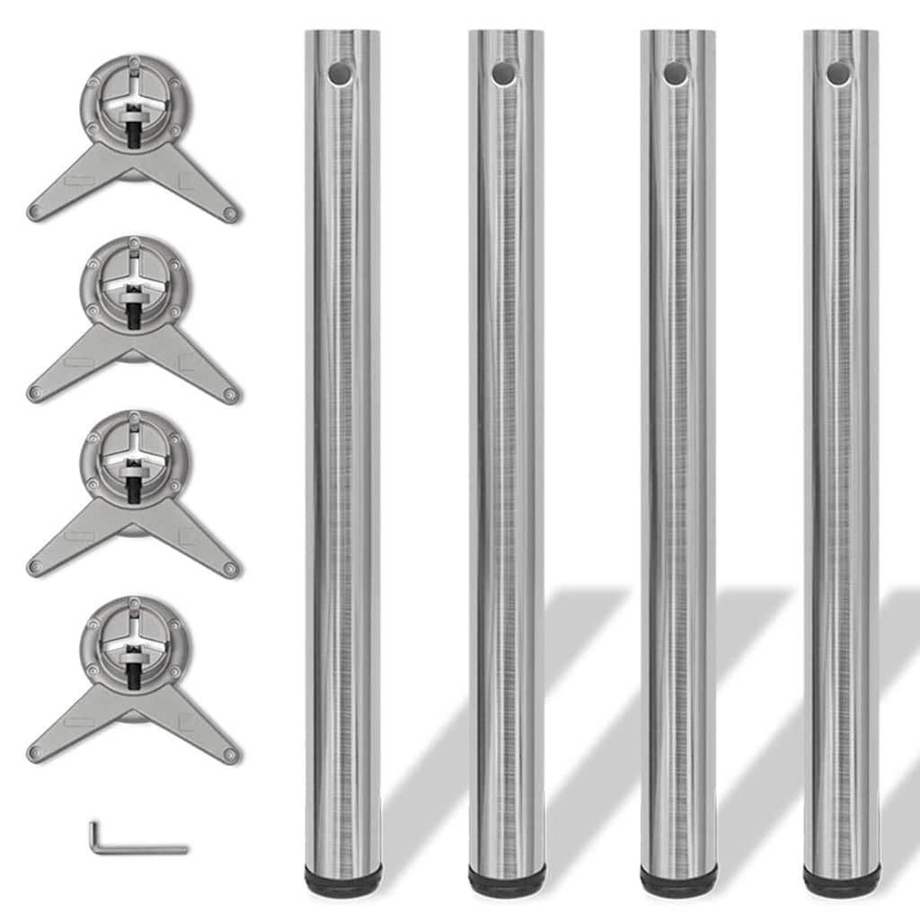 vidaXL 4 Height Adjustable Table Legs Brushed Nickel 28"