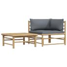 vidaXL 2 Piece Garden Lounge Set with Dark Grey Cushions Bamboo