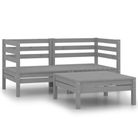 vidaXL 3 Piece Patio Lounge Set Solid Wood Pine Gray