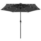 vidaXL Garden Parasol with LED Lights and Aluminum Pole 106.3" Anthracite