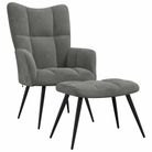 vidaXL Relaxing Chair with a Stool Dark Gray Velvet