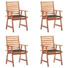 vidaXL Outdoor Dining Chairs 4 pcs with Cushions Solid Acacia Wood