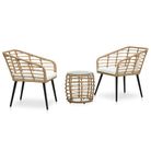 vidaXL 3 Piece Bistro Set Poly Rattan Oak