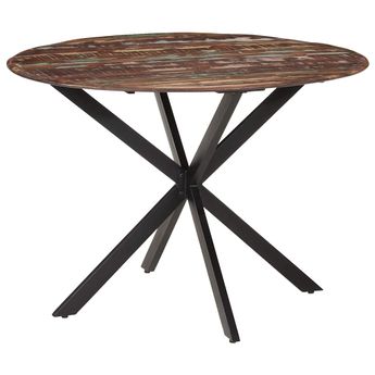 vidaXL Dining Table Ø110x78 cm Solid Wood Reclaimed and Steel