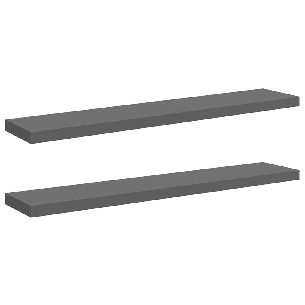 vidaXL Floating Wall Shelves 2 pcs High Gloss Gray 47.2"x9.3"x1.5" MDF