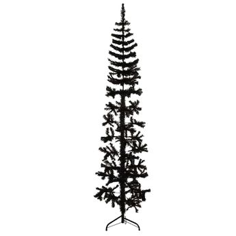 vidaXL Slim Artificial Half Christmas Tree with Stand Black 6 ft