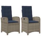 vidaXL Reclining Garden Chairs 2 pcs with Cushions Grey Poly Rattan
