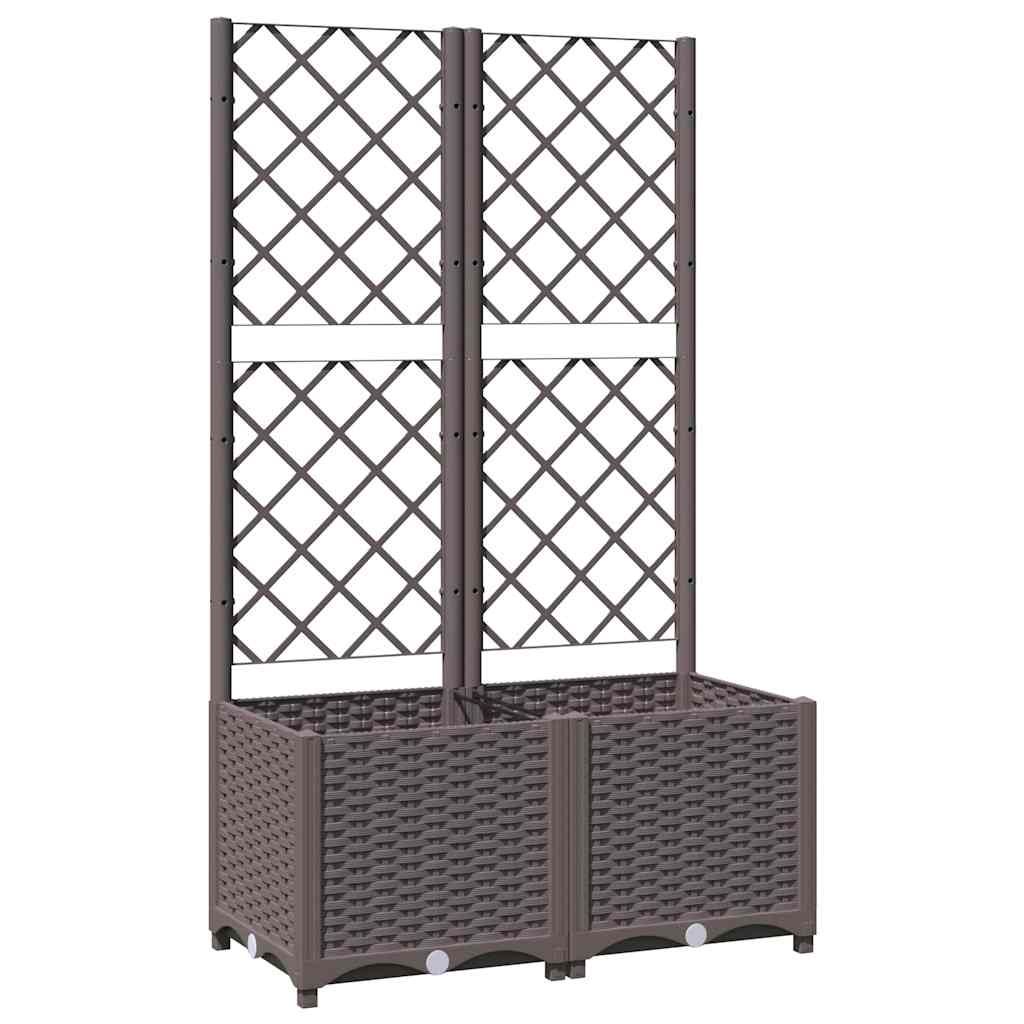 vidaXL Garden Planter with Trellis Brown 80x40x136 cm PP