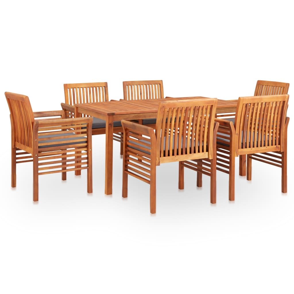 vidaXL 7 Piece Patio Dining Set with Cushions Solid Acacia Wood