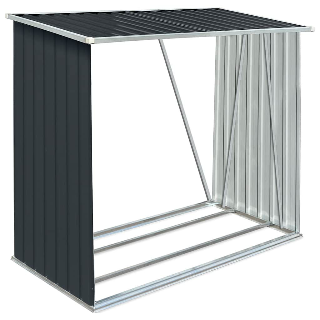 vidaXL Garden Log Storage Shed Galvanized Steel 64.2"x32.7"x60.6" Anthracite