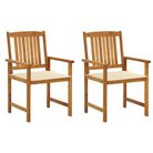 vidaXL Patio Chairs with Cushions 2 pcs Solid Acacia Wood