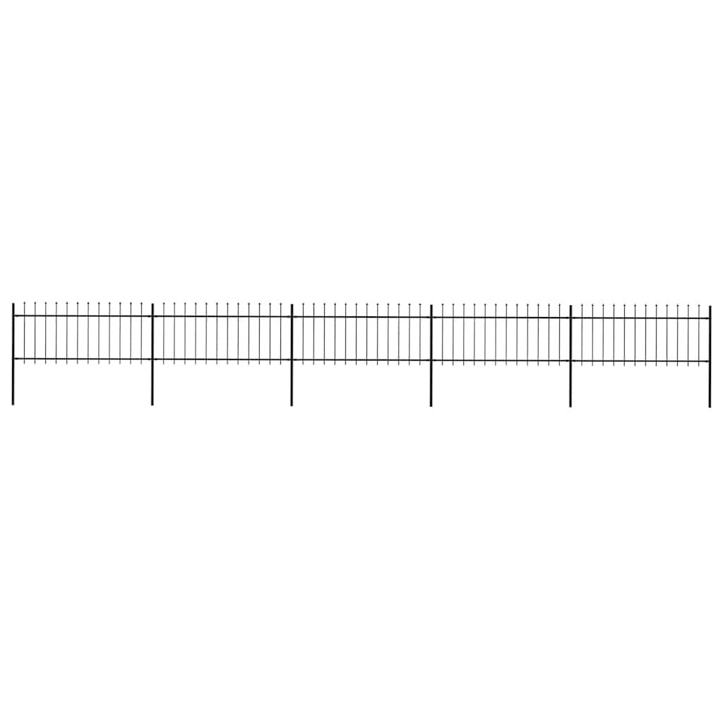 vidaXL Garden Fence with Spear Top Steel 892.5x80 cm Black