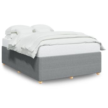vidaXL Bed Frame without Mattress Light Gray Queen Fabric