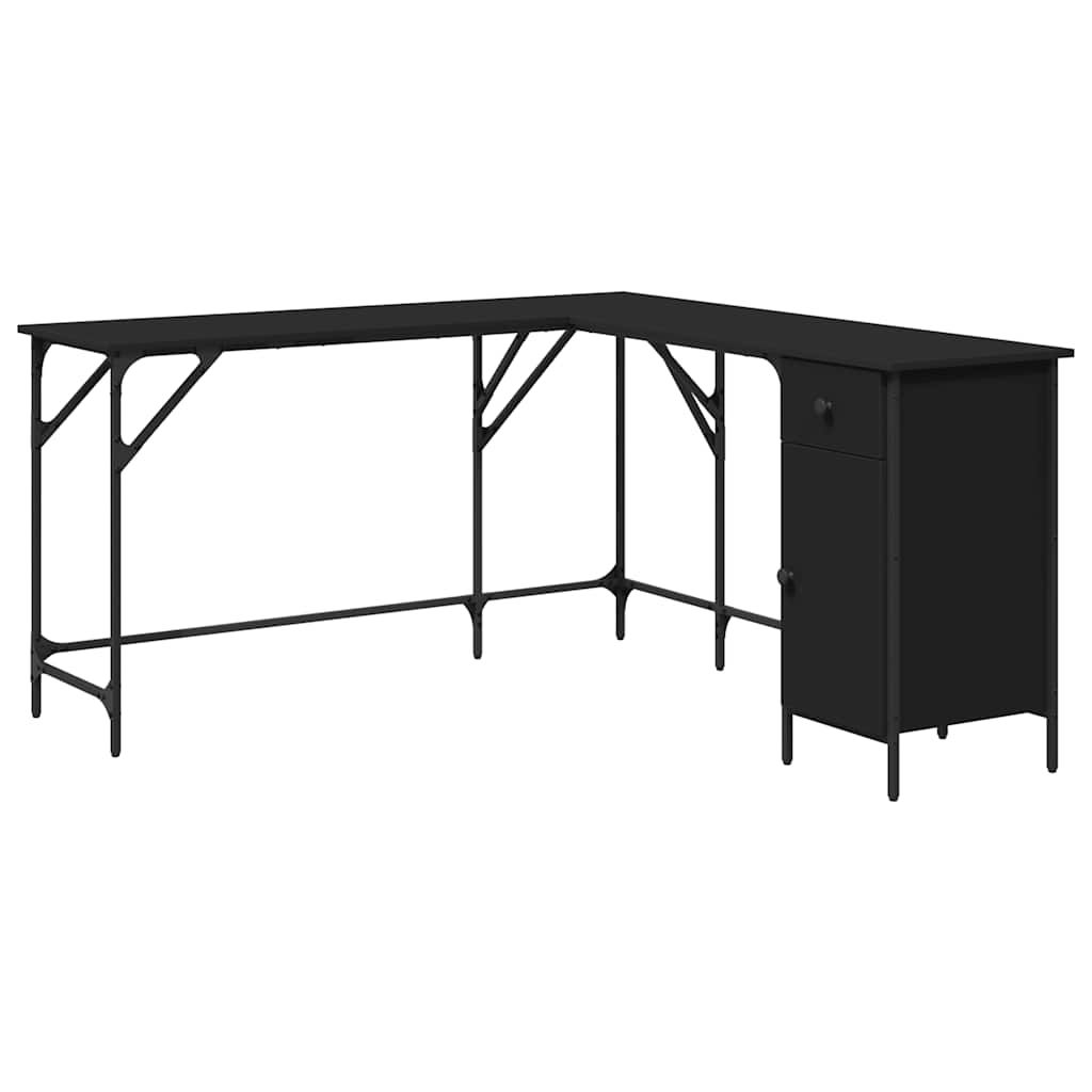 vidaXL Desk Black 55.5"x55.5"x29.5" Engineered Wood